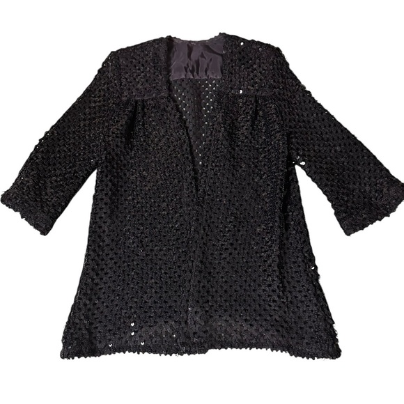 Vintage Sweaters - Vintage black sequin cardigan, large